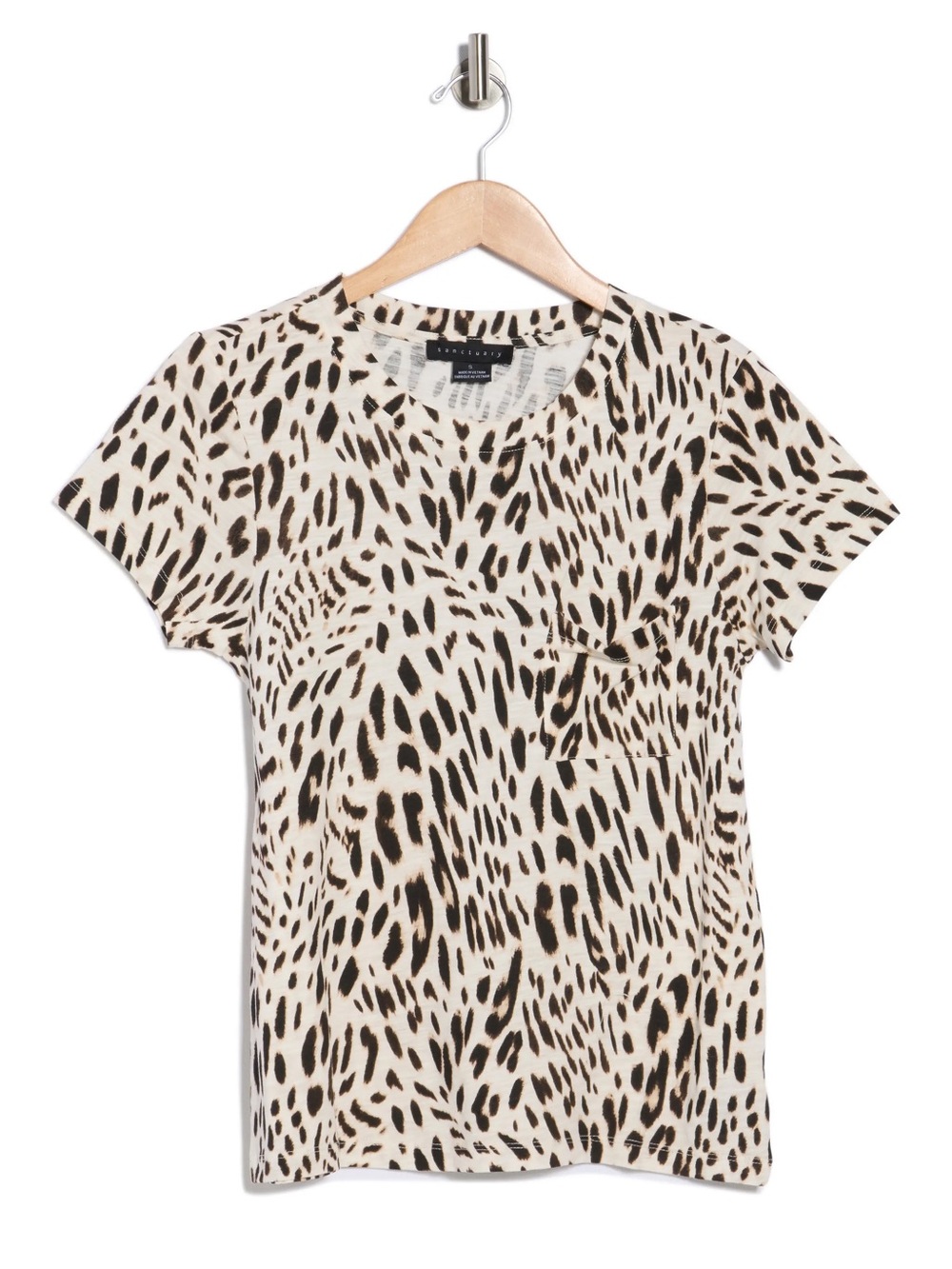 SANCTUARY One Pocket T-Shirt Cheetah Print | Size XS/S